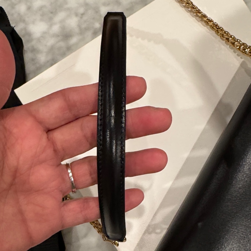 Celine WOC Triomphe wallet on chain Margo blk leather crossbody clutch purse bag - Picture 12 of 15